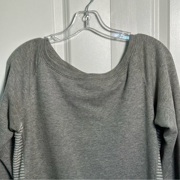 Nike gray terry inside scoop neck sweatshirt with striped accents on sides - Picture 3 of 5